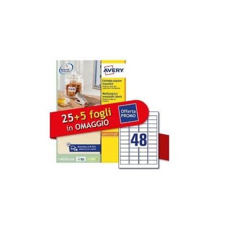 etichette rimovibili laser avery 25piu5ff bianco 810pz [l4736rev-30p]