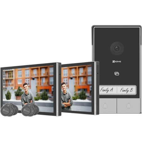 videocitofono ezviz hp7 kit smart per 2 famiglie 7'' 2k wifi