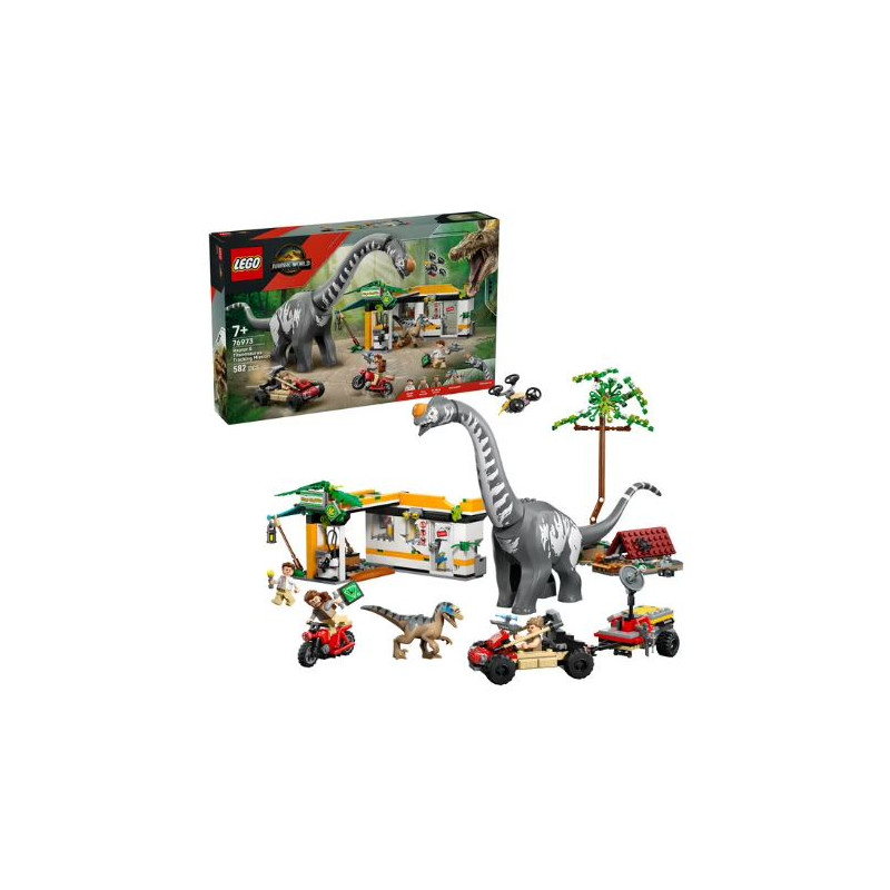 gioco da costruzione lego jurassic world raptor/titanosaurus grande
