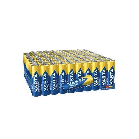 set di pile alcaline longlife power batterie lr06 aa mignon tray