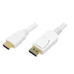 logilink display port to hdmi cable, white, 2m [cv0055]