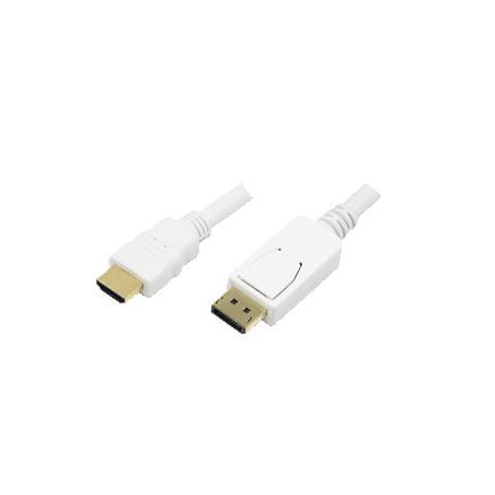 logilink display port to hdmi cable, white, 2m [cv0055]