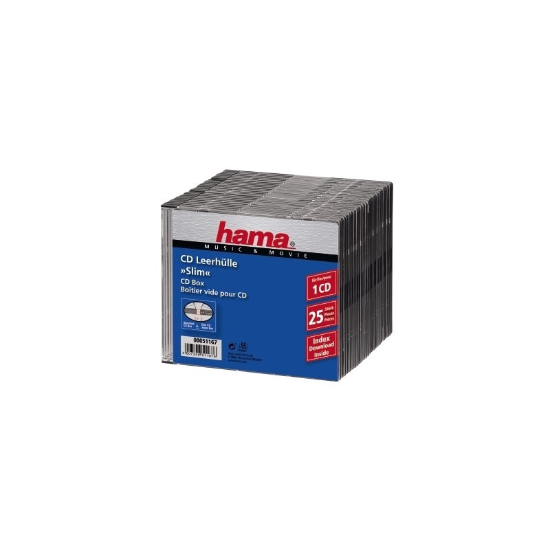 custodia cd hama 25 pz. vuote slim nero 51167 [51167]