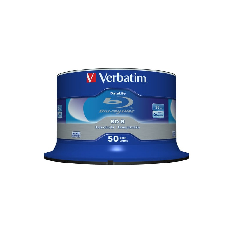 confezione blue-ray disc 6x 25gb verbatim 50p cb datalife 43838