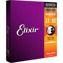 corde chitarra acustica elixir nanoweb 16027 11-52 bronzo fosforoso