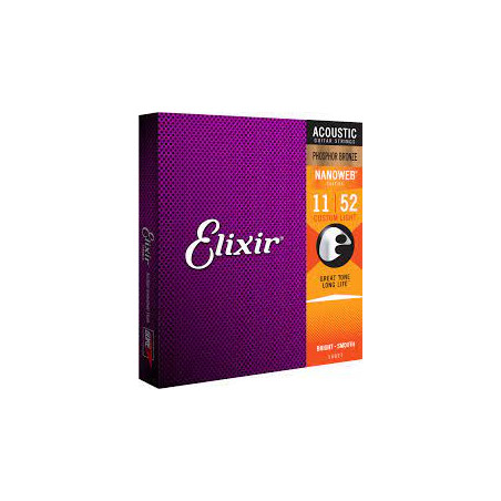 corde chitarra acustica elixir nanoweb 16027 11-52 bronzo fosforoso