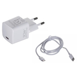 alimentatore da rete sbs ibox c-38 pd30w usb-c cavo bianco