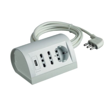 multipresa bticino s3711du spina 16a 3 prese e 2 cavo usb 2mt bianco