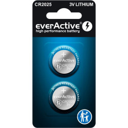batteria a bottone everactive cr2025 al litio 150mah 3.0v blu/nero