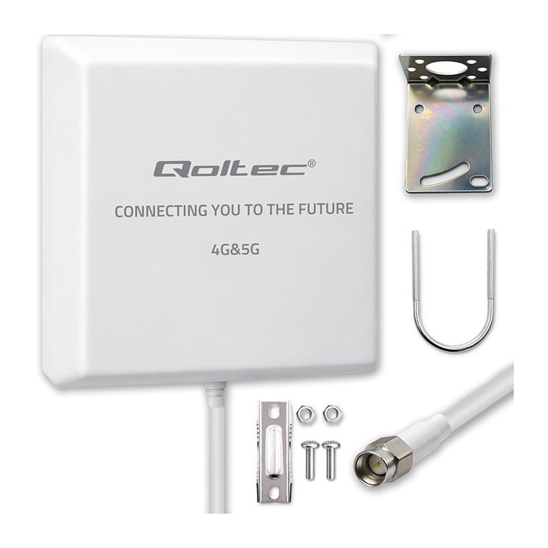 antenna direzionale qoltec 4g 5g lte 9dbi esterna sma 3m bianco [nuqolantz057062]