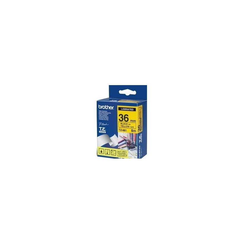 nastro brother tz-e661 36mmx8mt nero/giallo [tz-e661]