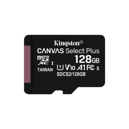 128gb scheda microsdxc kingston canvas select plus 100r a1 c10 card