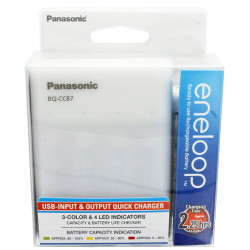 caricabatteria usb panasonic eneloop smart plus bq-cc87 con 4xaac2000mah