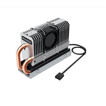 dissipatore ssd graugear heatpipe per m.2 2280 fan pwm 25mm alluminio/nero
