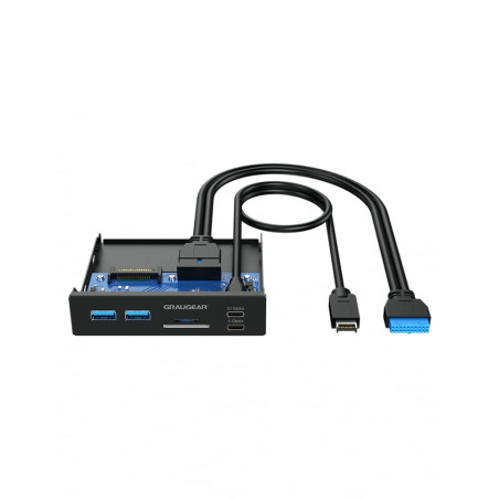 pannello frontale graugear con 2 porte usb tipo c/con hub usb 2xusb