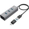 hub usb graugear usb-a 4porte argento [g-hub4-ac]