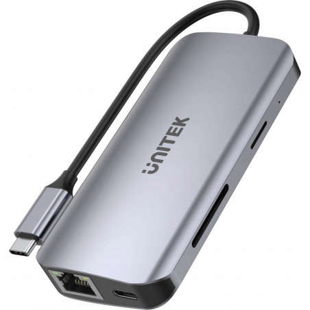 hub usb unitek attivo usb-c 2xhdmi 4k/2xusb-a/sd/rj45/pd