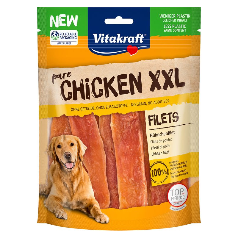 snack per cani vitakraft pure chicken xxl filetto di pollo 250g