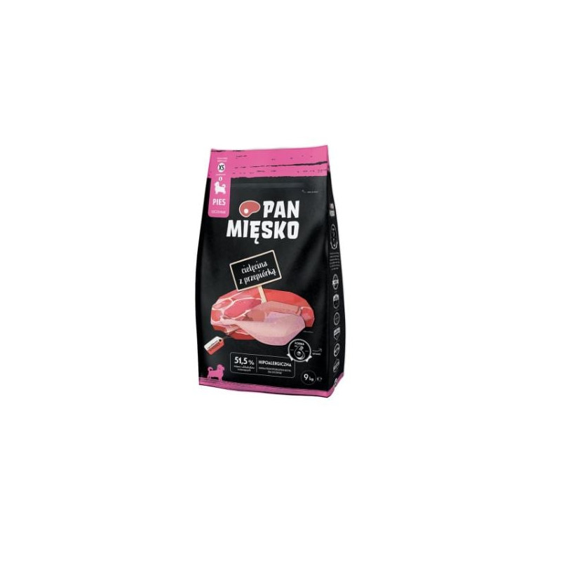 cibo secco pan miesko vitello con quaglia xs per cuccioli 9kg