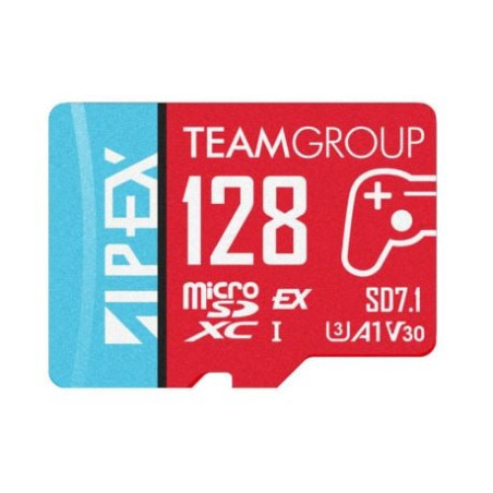 128gb scheda di memoria team group apex sd7.1 microsdxc rosso blu