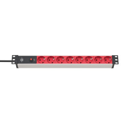 multipresa brennenstuhl alu line 8-slot 19" 2m rosso/grigio