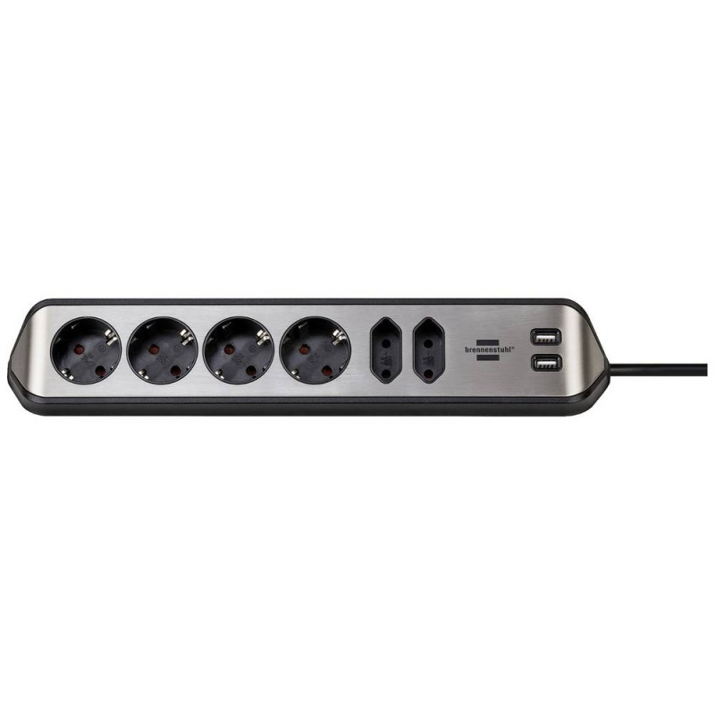 muiltipresa brennenstuhl estilo corner 6-way extension lead nero