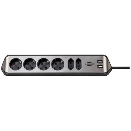muiltipresa brennenstuhl estilo corner 6-way extension lead nero