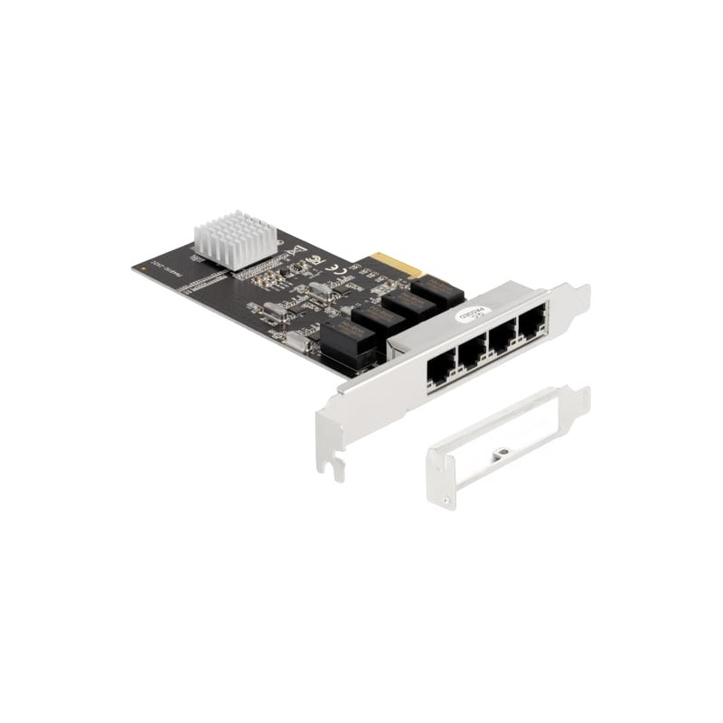 scheda delock 88618 pcie 4 x rj45 gigabit lan femmina argento [88618]