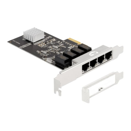 scheda delock 88618 pcie 4 x rj45 gigabit lan femmina argento [88618]