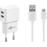 set caricabatterie goobay 44985 2x microusb 18w 1m bianco [44985]