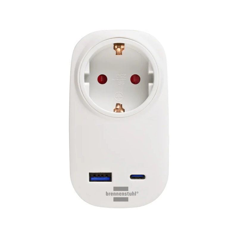 adattatore presa brennenstuhl + caricabatterie usb pd 20w bianco