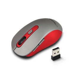mouse esperanza em131r mouse rf ottico senza fili usb 1600dpi grigio/rosso