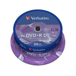 confezione dvd+r verbatim 8,5gb 25pcs pack double 8x spindel [43757]