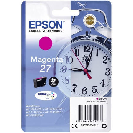 cartuccia epson durabrite ultra magenta, serie 27/sveglia [c13t27034010]