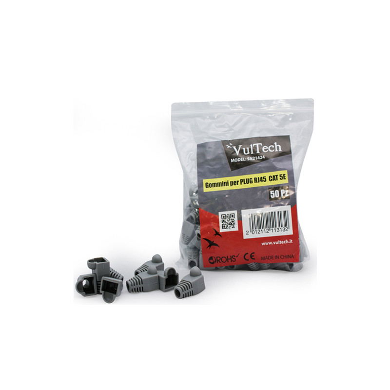copriconnettori gommini rj45 vultech 50pz. grigi (sn21424) [sn21424]