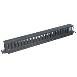 Pannello passacavi 19'' 1u con coperchio, nero