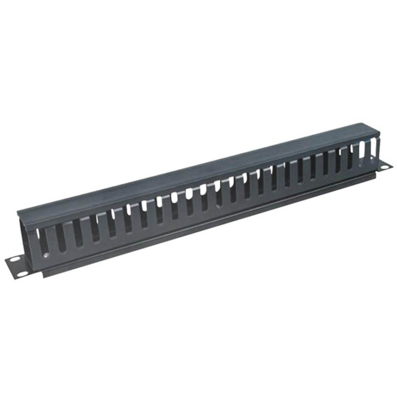 Pannello passacavi 19'' 1u con coperchio, nero