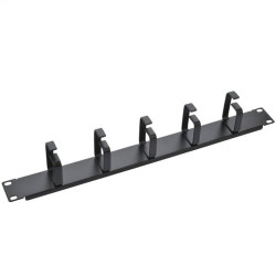 Pannello passacavi nero 5 anelli senza fori, 1u