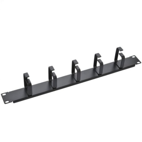 Pannello passacavi nero 5 anelli senza fori, 1u