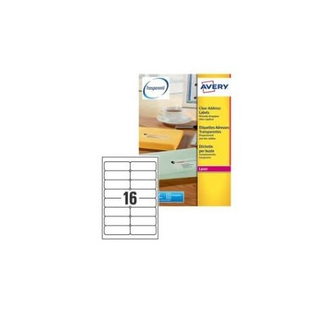 Etichette avery laser trasparenti l7562-25fogli (16 etichette/foglio