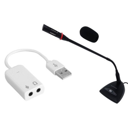 microfono empire da tavolo 3,5mm + scheda audio usb integrata