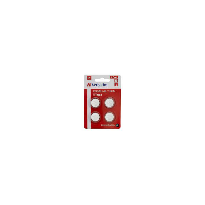 pila verbatim cr2032 batterie a bottone da 3 volt al litio 4-pz
