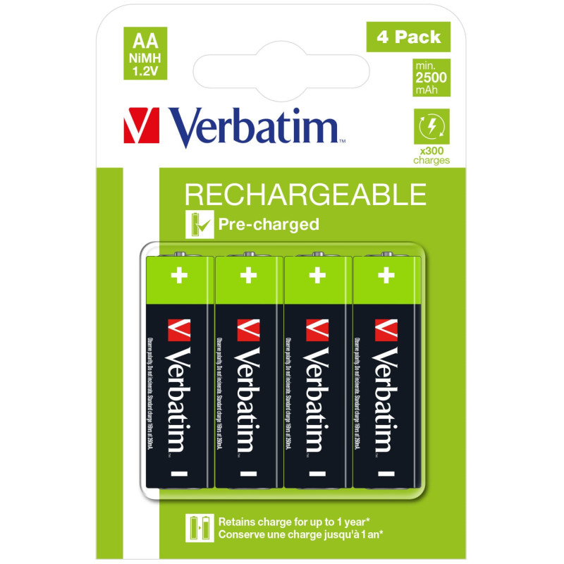 batterie ricaricabile verbatim stilo aa nero/verde [49517]
