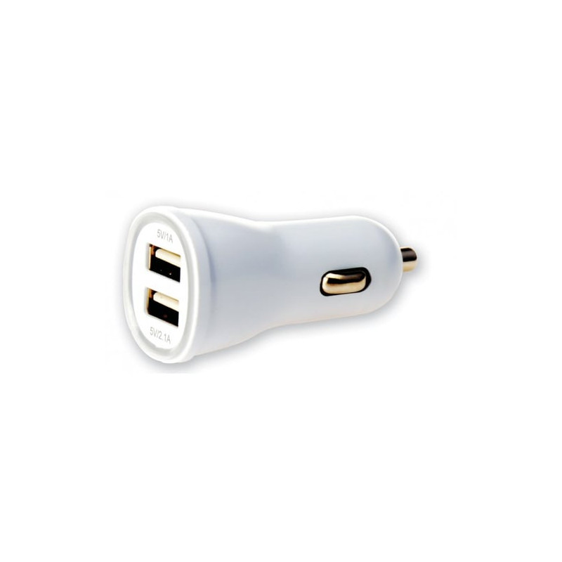 Caricatore da auto 2p usb 5v 1a&2.1a bianco