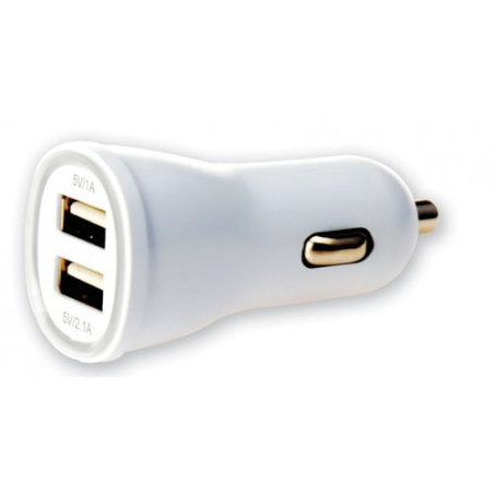 Caricatore da auto 2p usb 5v 1a&2.1a bianco