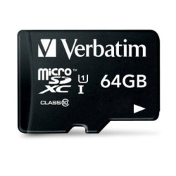 64gb scheda microssd verbatim sdxc con adattatore - classe 10