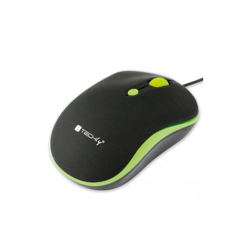 Mouse techly usb 800-1600 dpi nero/verde