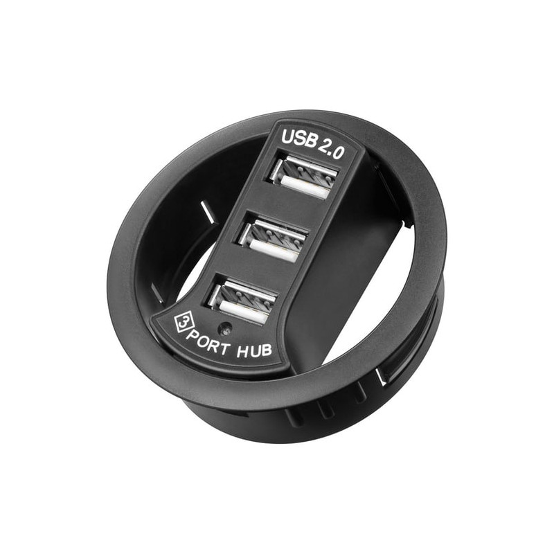 Hub usb goobay usb 2.0 3 porte in-desk diametro 6 cm
