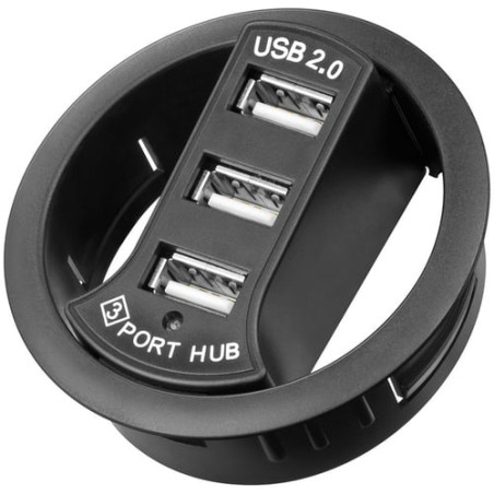 Hub usb goobay usb 2.0 3 porte in-desk diametro 6 cm