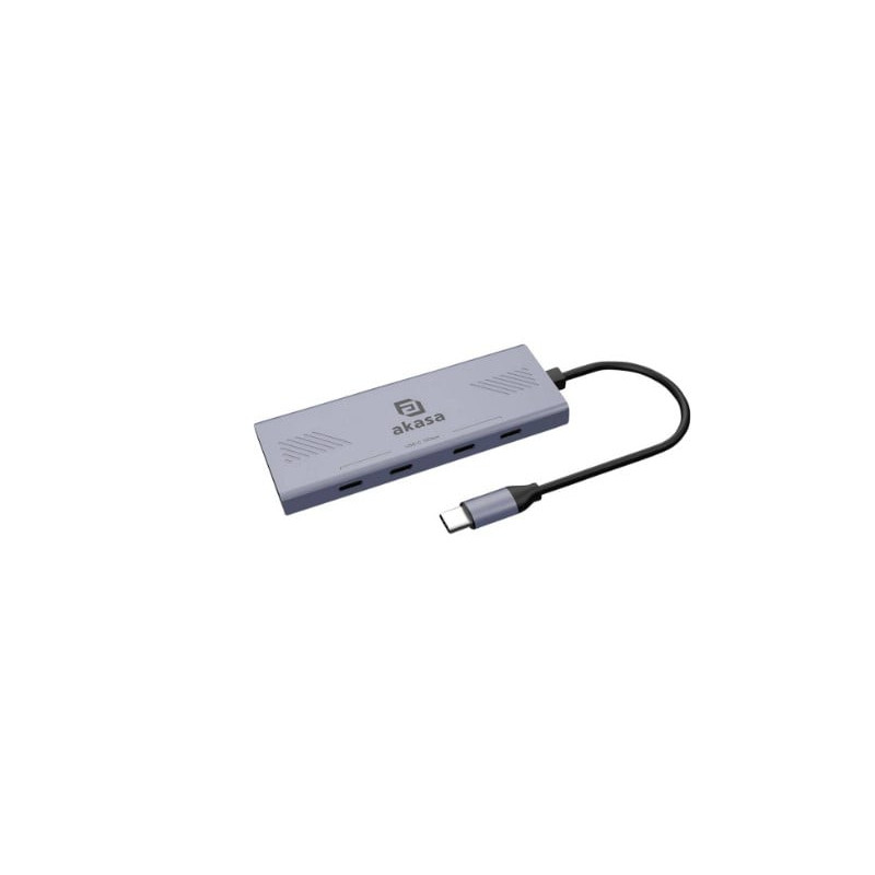hub usb akasa ak-cbca32-18bk usb 3.2 tipo c 4 porte argento